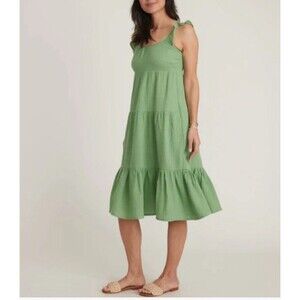 NWT Marine Layer Jude flutter sleeve Midi Dress, jade green, XS